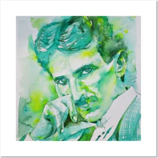 NIKOLA TESLA watercolor portrait .9 Posters and Art